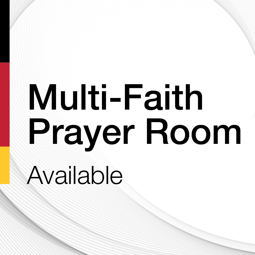 Multi-faith prayer room available.
