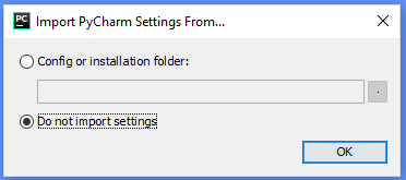 The import settings window